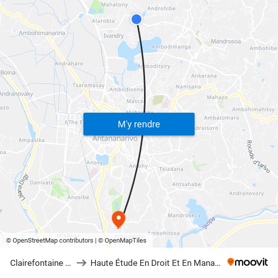 Clairefontaine - Ivandry to Haute Étude En Droit Et En Management (Hedm) map