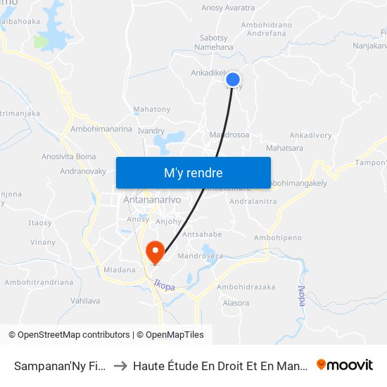 Sampanan'Ny Fiangonana to Haute Étude En Droit Et En Management (Hedm) map