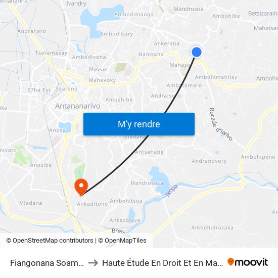 Fiangonana Soamanandrariny to Haute Étude En Droit Et En Management (Hedm) map