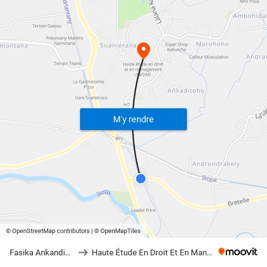 Fasika Ankandimbahoaka to Haute Étude En Droit Et En Management (Hedm) map