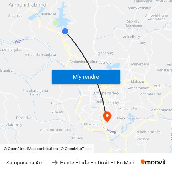 Sampanana Ambatolampy to Haute Étude En Droit Et En Management (Hedm) map