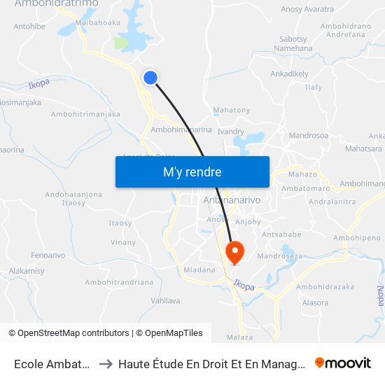 Ecole Ambatolampy to Haute Étude En Droit Et En Management (Hedm) map