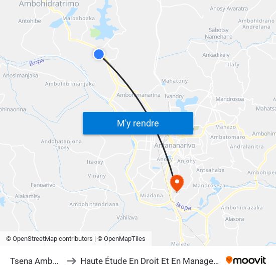 Tsena Ambohibao to Haute Étude En Droit Et En Management (Hedm) map