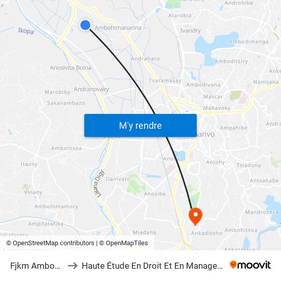 Fjkm Ambodihady to Haute Étude En Droit Et En Management (Hedm) map