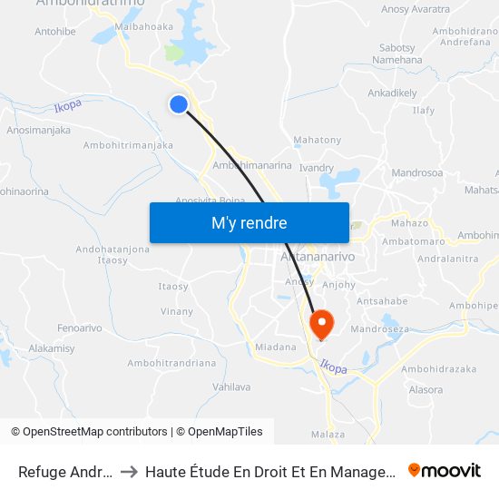 Refuge Andranoro to Haute Étude En Droit Et En Management (Hedm) map