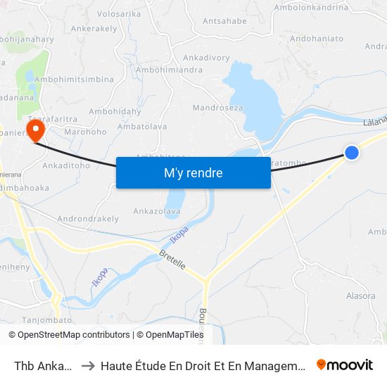 Thb Ankazobe to Haute Étude En Droit Et En Management (Hedm) map