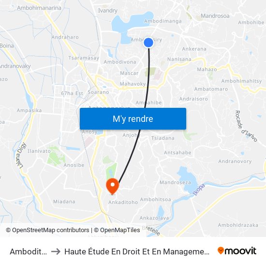 Amboditsiry to Haute Étude En Droit Et En Management (Hedm) map