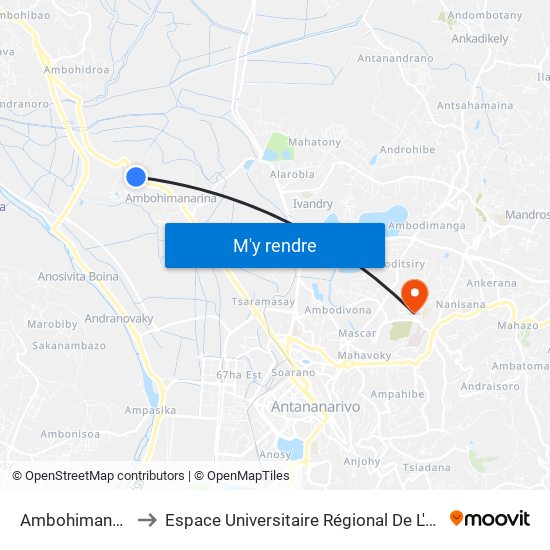 Ambohimanandray to Espace Universitaire Régional De L'Océan Indien map