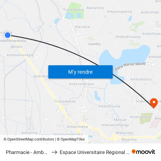 Pharmacie - Ambohimanarina to Espace Universitaire Régional De L'Océan Indien map