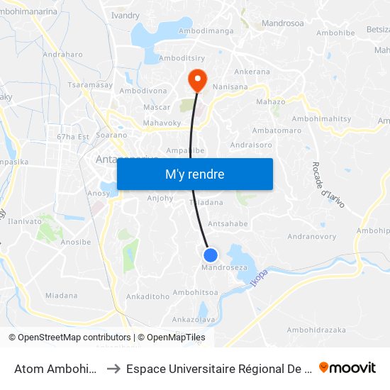 Atom Ambohimiandra to Espace Universitaire Régional De L'Océan Indien map