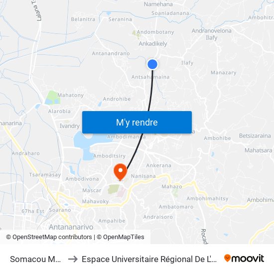 Somacou Manjaka to Espace Universitaire Régional De L'Océan Indien map