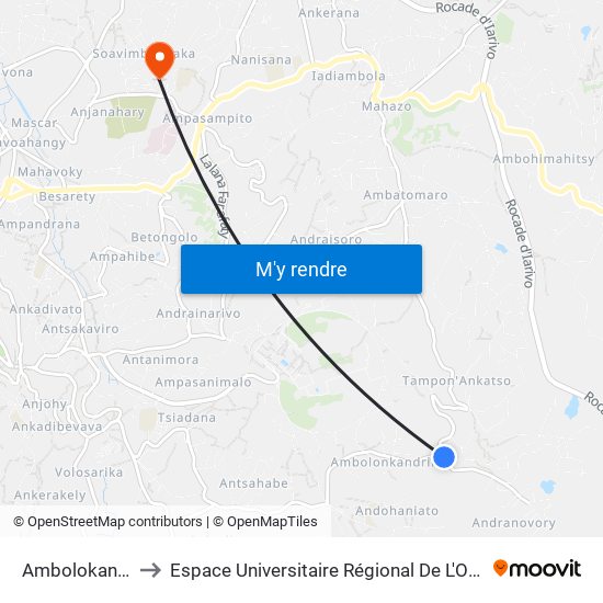 Ambolokandrina to Espace Universitaire Régional De L'Océan Indien map