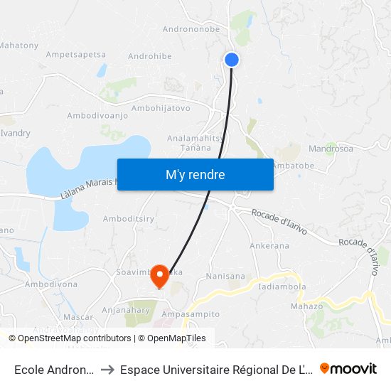 Ecole Andrononobe to Espace Universitaire Régional De L'Océan Indien map