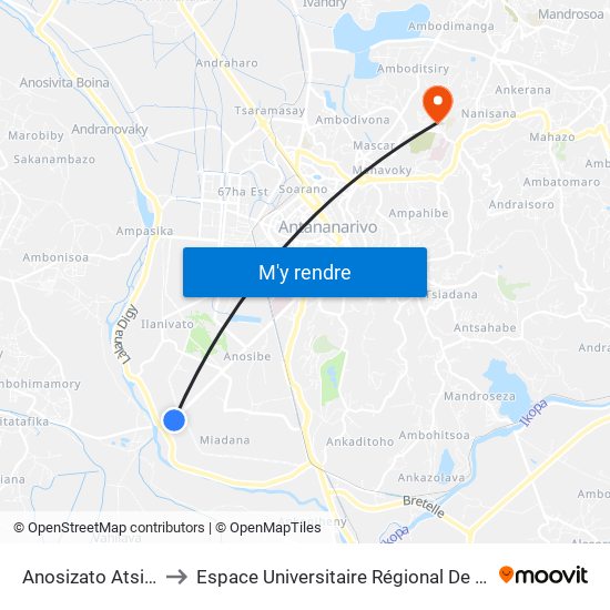 Anosizato Atsinanana to Espace Universitaire Régional De L'Océan Indien map