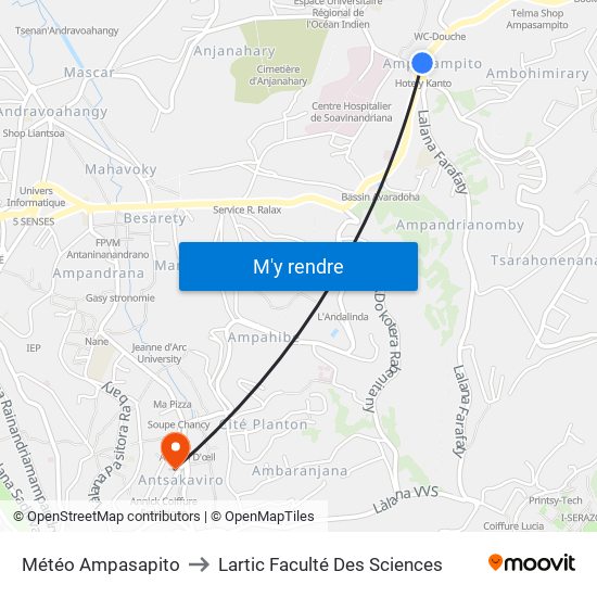Météo Ampasapito to Lartic Faculté Des Sciences map