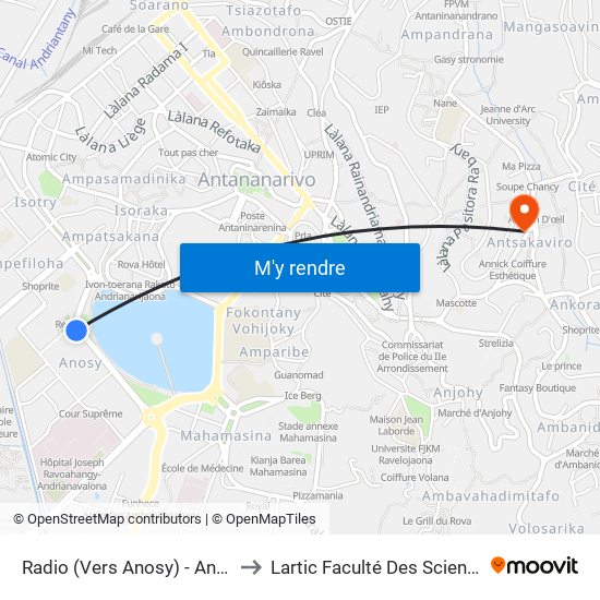 Radio (Vers Anosy) - Anosy to Lartic Faculté Des Sciences map