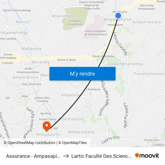 Assurance - Ampasapito to Lartic Faculté Des Sciences map