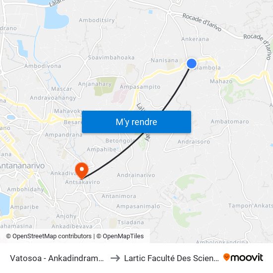 Vatosoa - Ankadindramamy to Lartic Faculté Des Sciences map