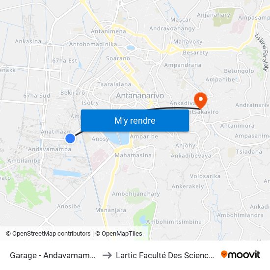 Garage - Andavamamba to Lartic Faculté Des Sciences map
