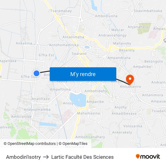 Ambodin'Isotry to Lartic Faculté Des Sciences map