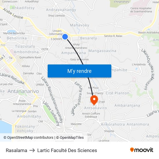 Rasalama to Lartic Faculté Des Sciences map