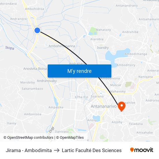 Jirama - Ambodimita to Lartic Faculté Des Sciences map