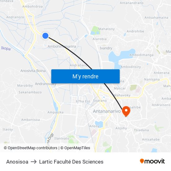 Anosisoa to Lartic Faculté Des Sciences map