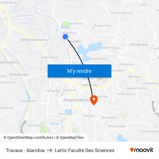 Travaux - Alarobia to Lartic Faculté Des Sciences map