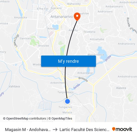 Magasin M - Andohavato to Lartic Faculté Des Sciences map