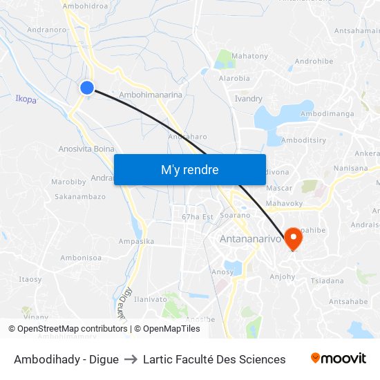 Ambodihady - Digue to Lartic Faculté Des Sciences map