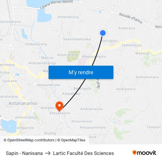 Sapin - Nanisana to Lartic Faculté Des Sciences map