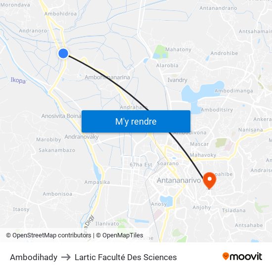 Ambodihady to Lartic Faculté Des Sciences map