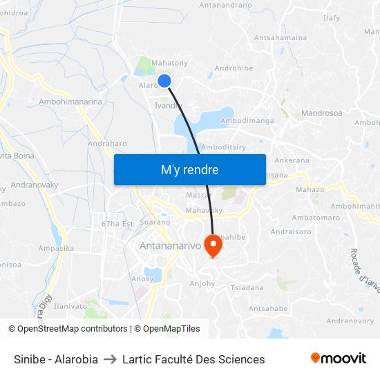 Sinibe - Alarobia to Lartic Faculté Des Sciences map