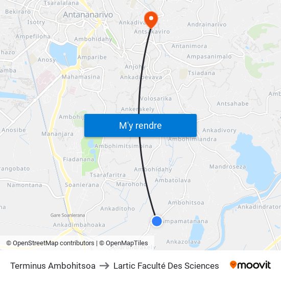 Terminus Ambohitsoa to Lartic Faculté Des Sciences map