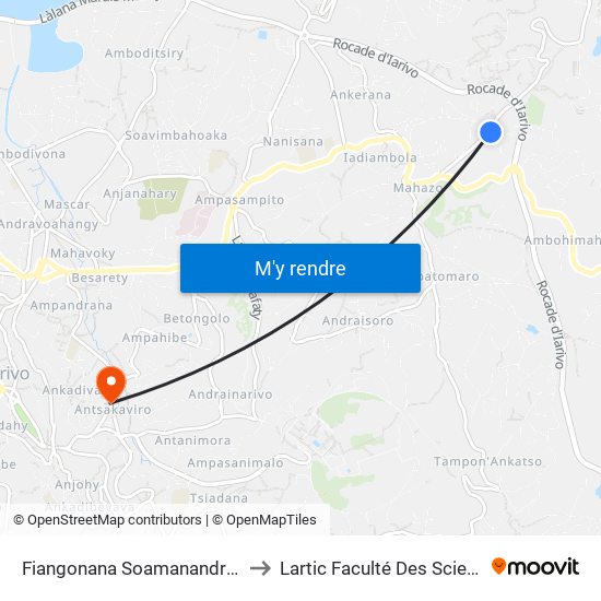 Fiangonana Soamanandrariny to Lartic Faculté Des Sciences map