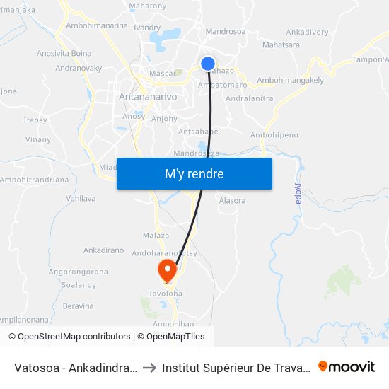 Vatosoa - Ankadindramamy to Institut Supérieur De Travail Social map