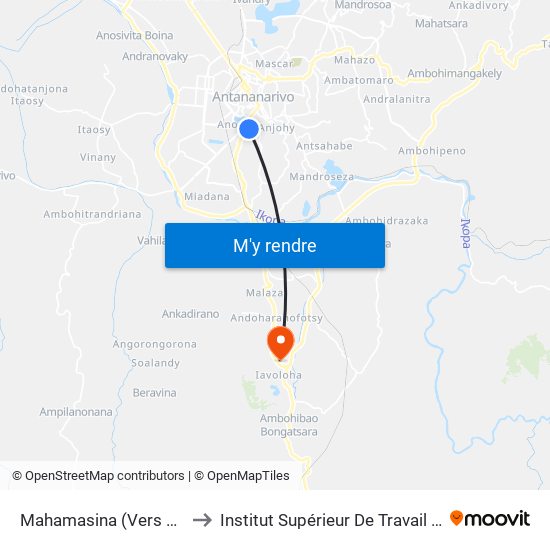 Mahamasina (Vers 67ha) to Institut Supérieur De Travail Social map