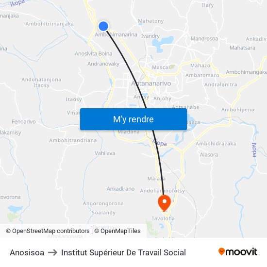 Anosisoa to Institut Supérieur De Travail Social map