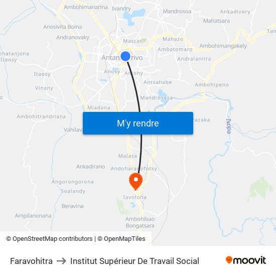 Faravohitra to Institut Supérieur De Travail Social map