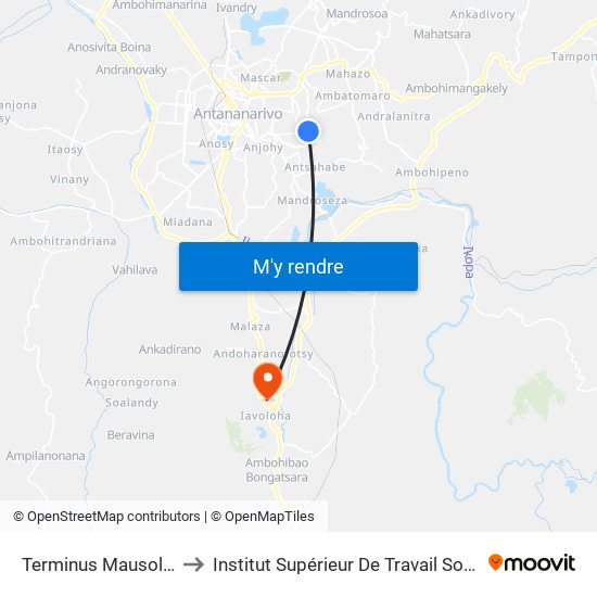 Terminus Mausolée to Institut Supérieur De Travail Social map