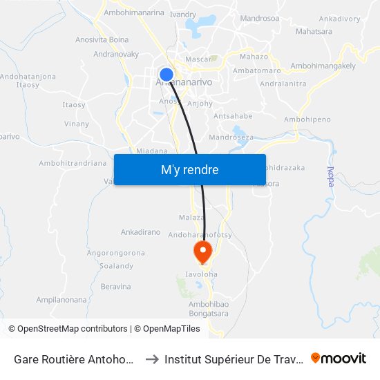 Gare Routière Antohomadinika to Institut Supérieur De Travail Social map