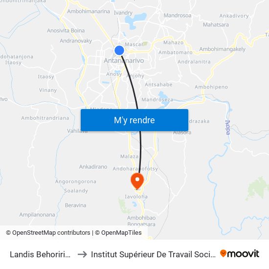 Landis Behoririka to Institut Supérieur De Travail Social map