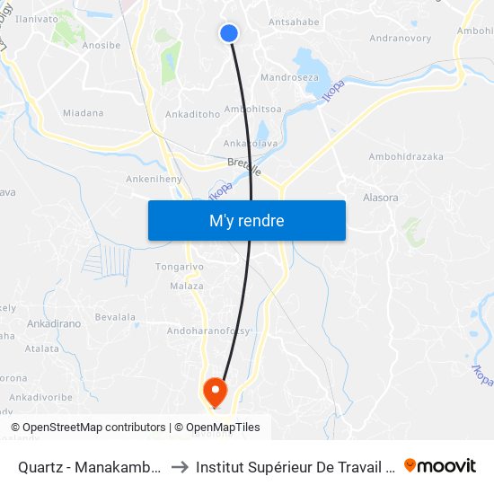 Quartz - Manakambahiny to Institut Supérieur De Travail Social map