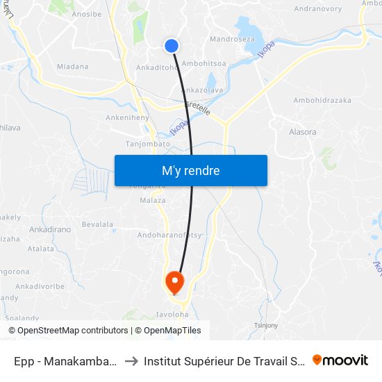 Epp - Manakambahiny to Institut Supérieur De Travail Social map