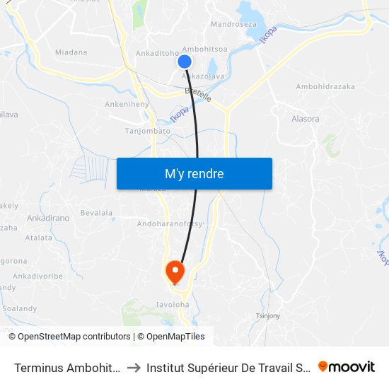 Terminus Ambohitsoa to Institut Supérieur De Travail Social map
