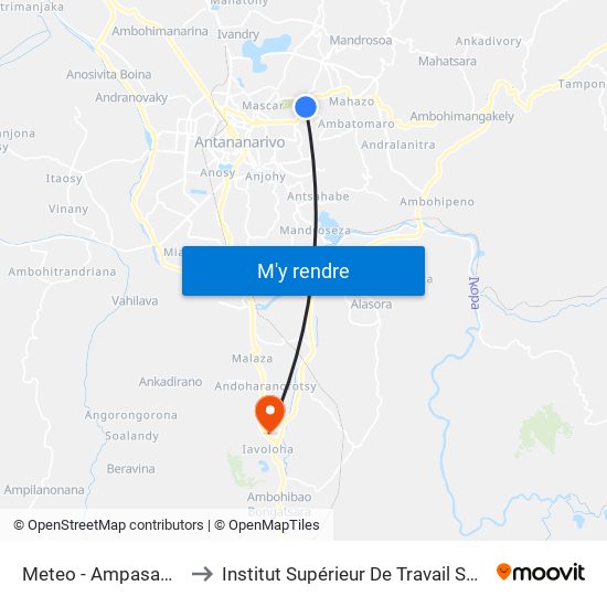 Meteo - Ampasapito to Institut Supérieur De Travail Social map