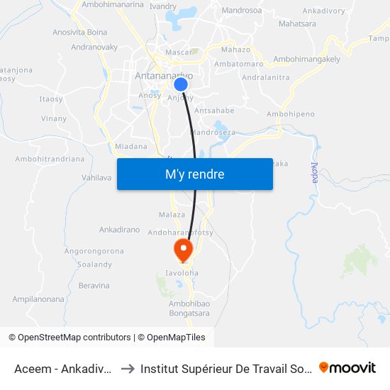 Aceem - Ankadivato to Institut Supérieur De Travail Social map