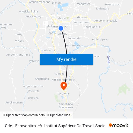 Cde - Faravohitra to Institut Supérieur De Travail Social map