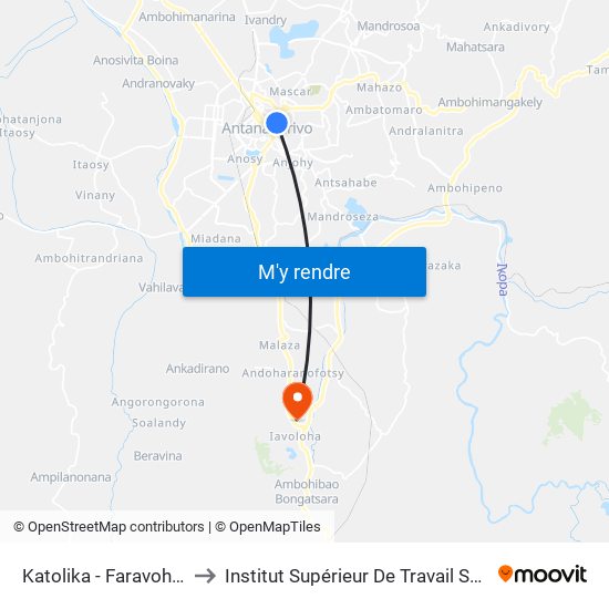 Katolika - Faravohitra to Institut Supérieur De Travail Social map