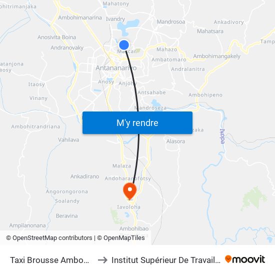 Taxi Brousse Ambodivona to Institut Supérieur De Travail Social map